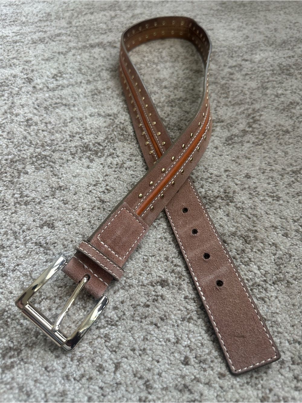 Michael Kors Brown Leather Studded Belt XL